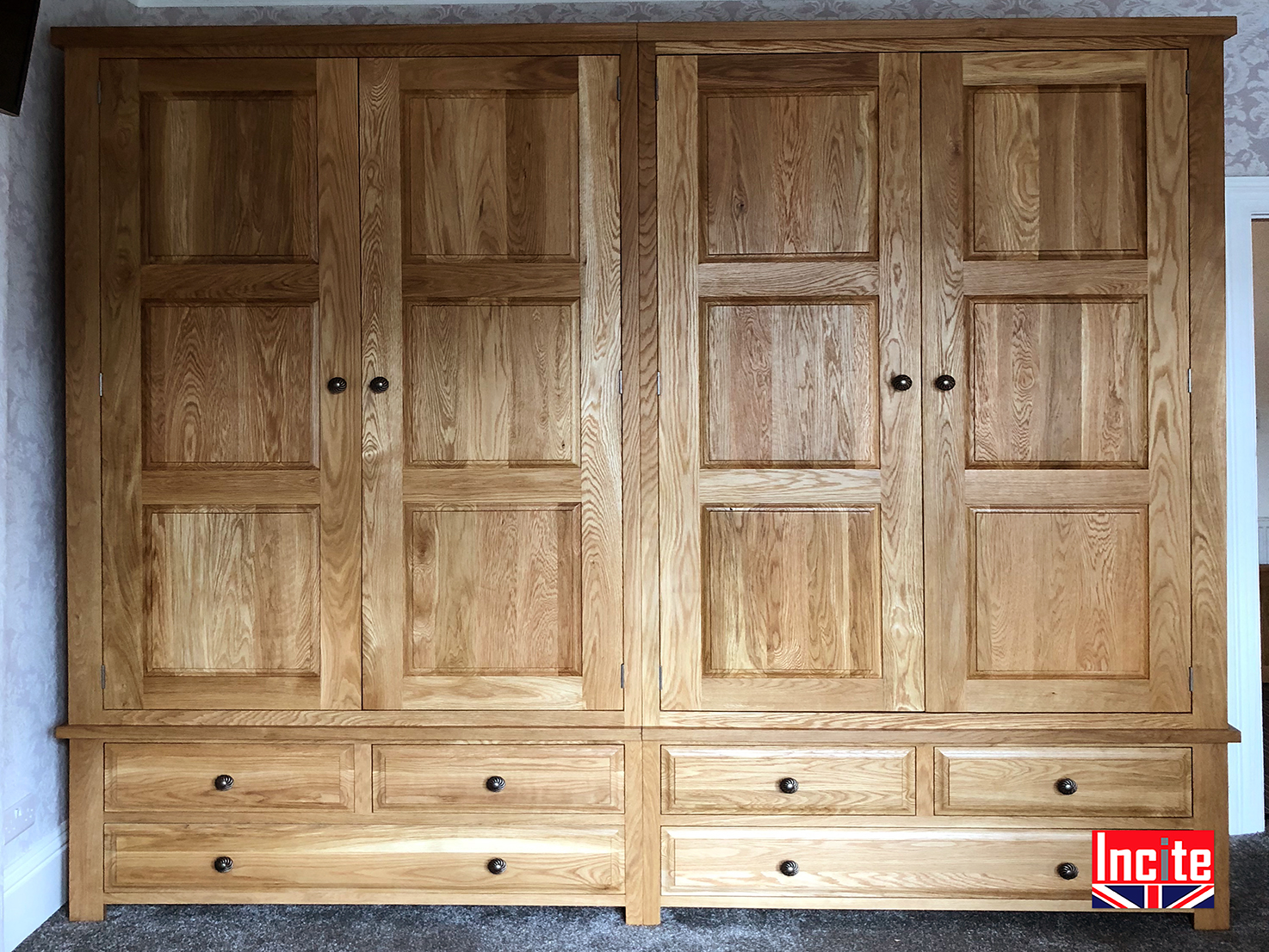 Oak Wardrobe with Raised Fielded Panelled Door Detail Incite Interiors